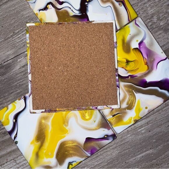 HAND painted 4” ceramic coasters (4) - Picture 2 of 2